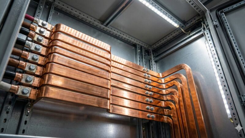 配電盤におけるブスバー（銅帯）において